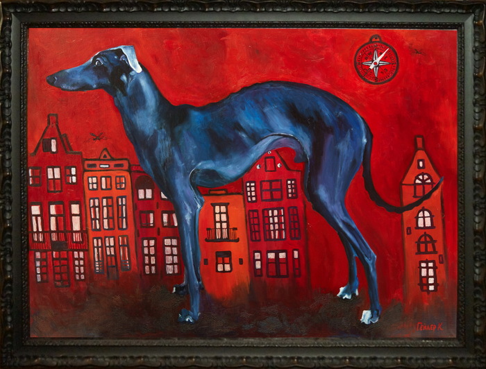 Oil painting "Tourist in Amsterdam" on canvas
